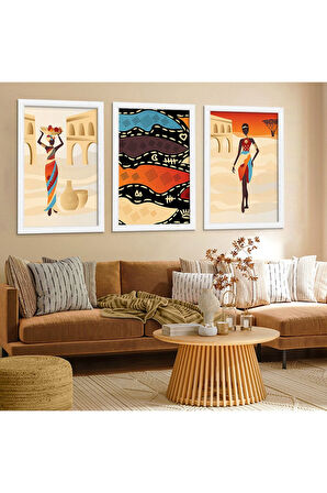 Beyaz Ahşap Çerçeveli Mısır Medeniyeti Tablo