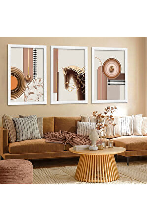 Siyah Ahşap Çerçeveli Kolaj Çizim At Tablo