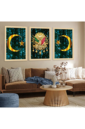 Siyah Ahşap Çerçeveli Osmanlı Tuğrası Tablo