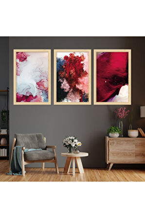 Siyah Ahşap Çerçeveli Kızıl Renk Modern Tablo