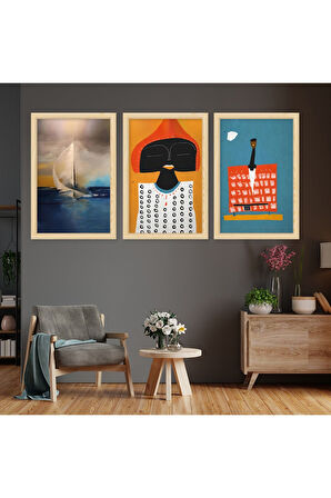 Beyaz Ahşap Çerçeveli Modern Tablo