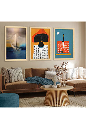 Beyaz Ahşap Çerçeveli Modern Tablo
