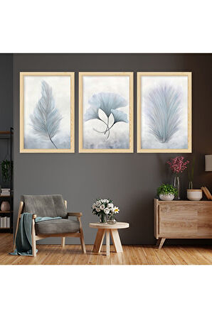 Siyah Ahşap Çerçeveli Beyaz Çiçek Tablo