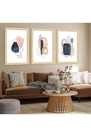 Ahşap Çerçeveli Soyut Çizim Modern Tablo