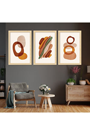 Siyah Ahşap Çerçeveli Kolaj Çizim Modern Tablo