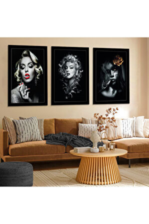 Siyah Ahşap Çerçeveli Marilyn Monroe