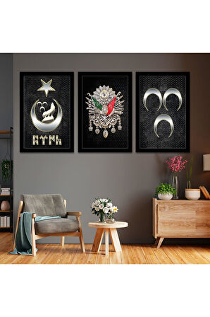 Beyaz Ahşap Çerçeveli Osmanlı Tuğrası Tablo