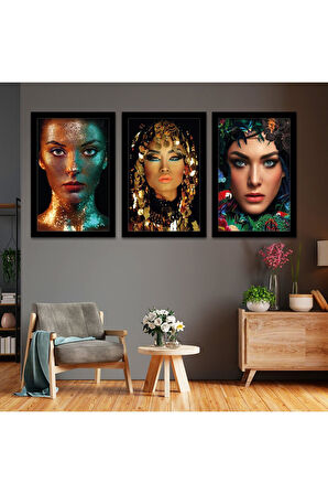 Beyaz Ahşap Çerçeveli Kadın Tablo