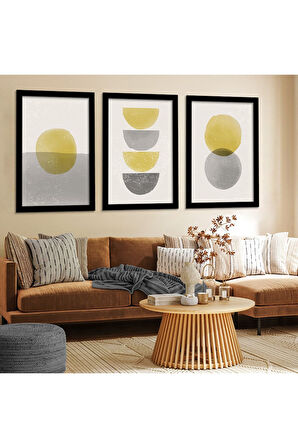 Beyaz Ahşap Çerçeveli Kolaj Çizim Modern Tablo