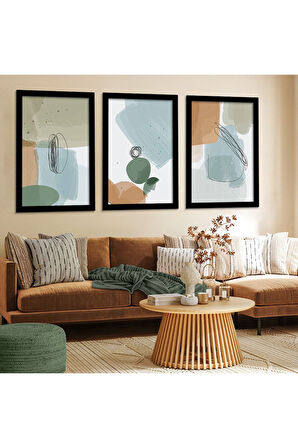 Beyaz Ahşap Çerçeveli Kolaj Çizim Modern Tablo