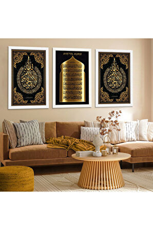 Beyaz Ahşap Çerçeveli Ayetel Kürsi Tablo