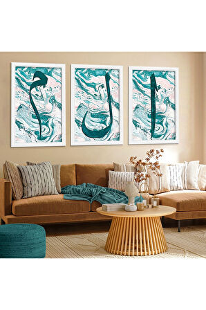 Siyah Ahşap Çerçeveli Elif Vav Ve Mim Dini Tablo