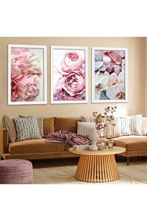 Siyah Ahşap Çerçeveli Pembe Gül Tablo