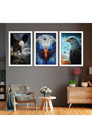 Siyah Ahşap Çerçeveli Kartal Tablo