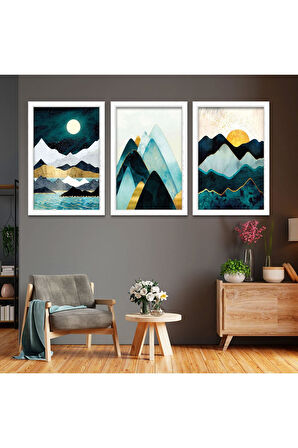 Siyah Ahşap Çerçeveli Kolaj Çizim Tablo