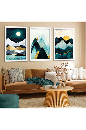 Siyah Ahşap Çerçeveli Kolaj Çizim Tablo