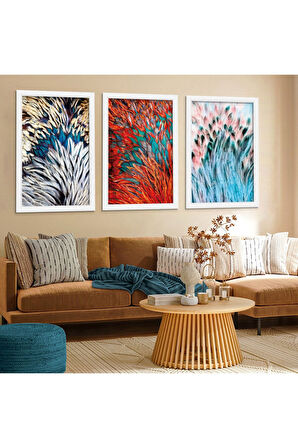 Siyah Ahşap Çerçeveli Renkli Çiçekler Tablo