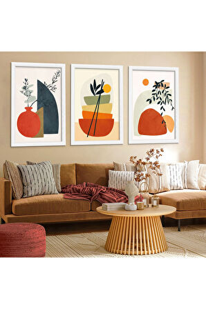 Siyah Ahşap Çerçeveli Renkli Modern Tablo