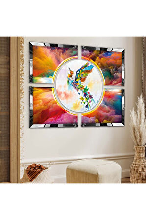 RENKLİ TÜYLÜ KUŞ FİGÜR PLEKSİ KENAR TABLO SETİ