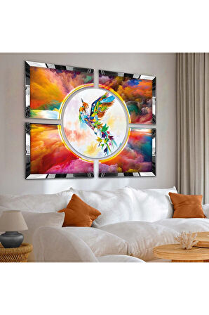 RENKLİ TÜYLÜ KUŞ FİGÜR PLEKSİ KENAR TABLO SETİ