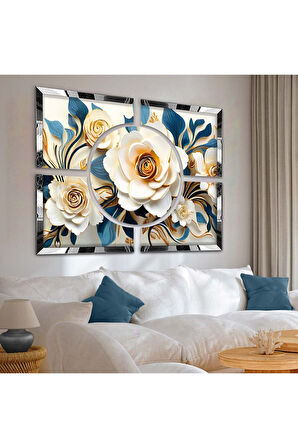 ÇİÇEK DESEN PLEKSİ KENAR TABLO SETİ