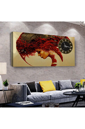 Kız 120 X 60 Saatli Kanvas Tablo