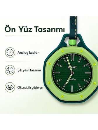 Boyol Pap Askılı Cep Saati Quartz Koyu Yeşil Sekizgen Kasa 44 mm