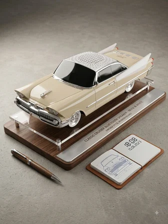 WS-1965 Krem Renk Klasik Araba Kablosuz Bluetooth Hoparlör Speaker Fm Radyo SD Kart USB