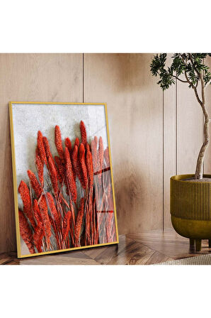 Gümüş Metal Çerçeveli Renkli Çiçek Kırılmaz Cam Tablo