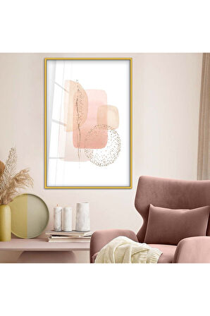 Siyah Metal Çerçeveli Kolaj Çizim Soyut Tema Kırılmaz Cam Tablo