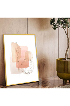 Siyah Metal Çerçeveli Kolaj Çizim Soyut Tema Kırılmaz Cam Tablo