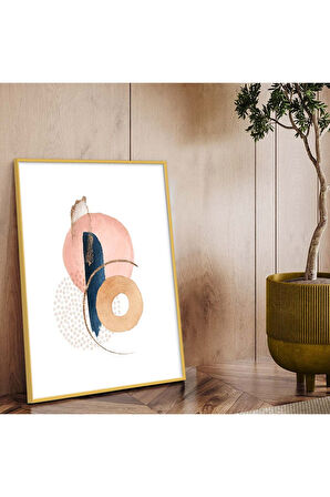 Siyah Metal Çerçeveli Kolaj Çizim Soyut Tema Kırılmaz Cam Tablo