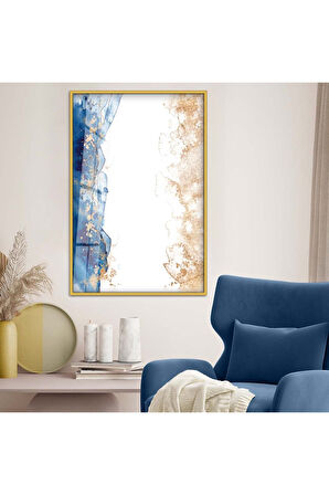 Gümüş Metal Çerçeveli Soyut Tema Modern Çizim Kırılmaz Cam Tablo