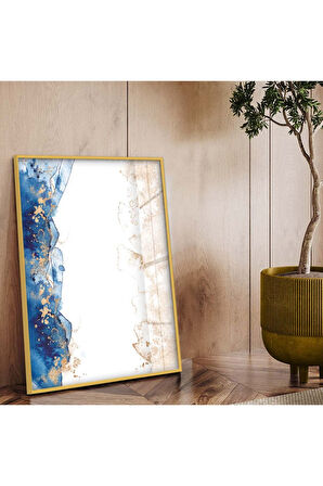 Gümüş Metal Çerçeveli Soyut Tema Modern Çizim Kırılmaz Cam Tablo