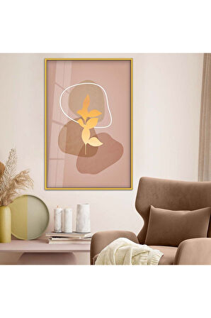 Siyah Metal Çerçeveli Kolaj Çizim Soyut Tema Kırılmaz Cam Tablo