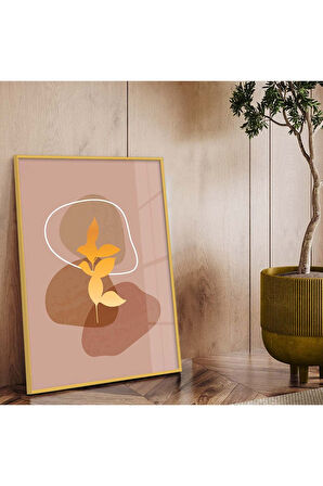 Siyah Metal Çerçeveli Kolaj Çizim Soyut Tema Kırılmaz Cam Tablo