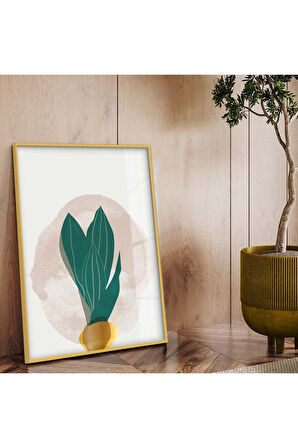 Gümüş Metal Çerçeveli Kolaj Çizim Modern Tema Kırılmaz Cam Tablo