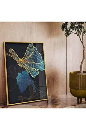 Gümüş Metal Çerçeveli Kolaj Çizim Çiçek Desen Kırılmaz Cam Tablo