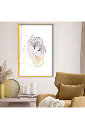 Gümüş Metal Çerçeveli Kolaj Çizim Çiçek Kırılmaz Cam Tablo