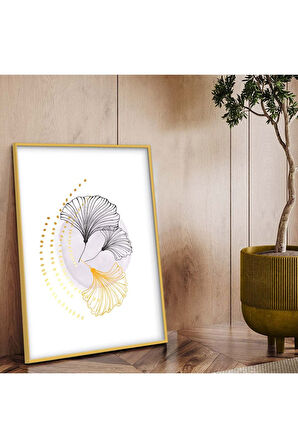 Gümüş Metal Çerçeveli Kolaj Çizim Çiçek Kırılmaz Cam Tablo