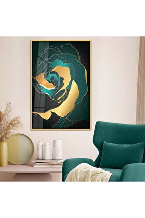 Gümüş Metal Çerçeveli Kolaj Çizim Çiçek Kırılmaz Cam Tablo