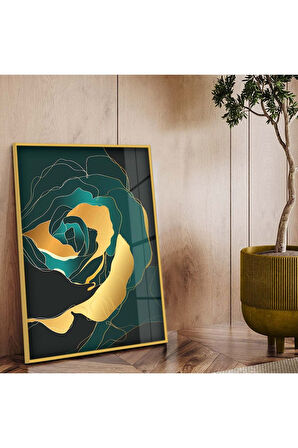 Gümüş Metal Çerçeveli Kolaj Çizim Çiçek Kırılmaz Cam Tablo