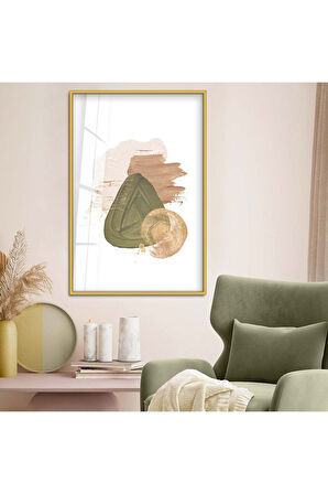 Siyah Metal Çerçeveli Kolaj Çizim Soyut Tema Kırılmaz Cam Tablo