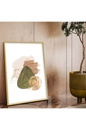 Siyah Metal Çerçeveli Kolaj Çizim Soyut Tema Kırılmaz Cam Tablo