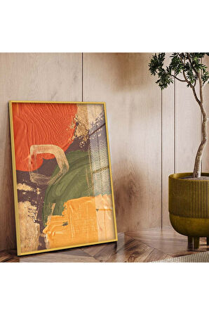 Siyah Metal Çerçeveli Soyut Tema Modern Çizim Kırılmaz Cam Tablo