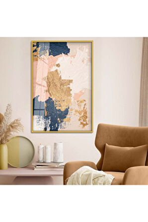 Gümüş Metal Çerçeveli Soyut Tema Modern Çizim Kırılmaz Cam Tablo