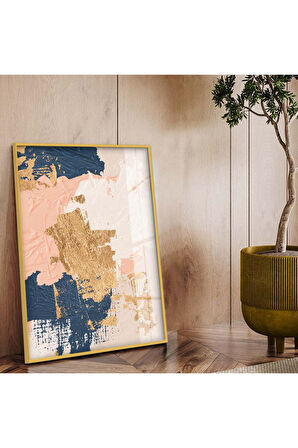 Gümüş Metal Çerçeveli Soyut Tema Modern Çizim Kırılmaz Cam Tablo