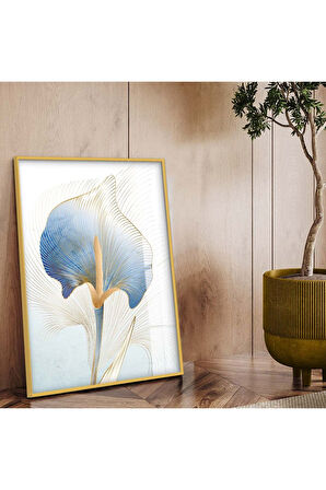 Gümüş Metal Çerçeveli Modern Çizim Çiçek Desen Kırılmaz Cam Tablo