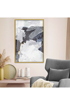 Siyah Metal Çerçeveli Modern Çizim Soyut Tema Kırılmaz Cam Tablo