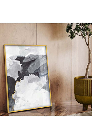 Siyah Metal Çerçeveli Modern Çizim Soyut Tema Kırılmaz Cam Tablo